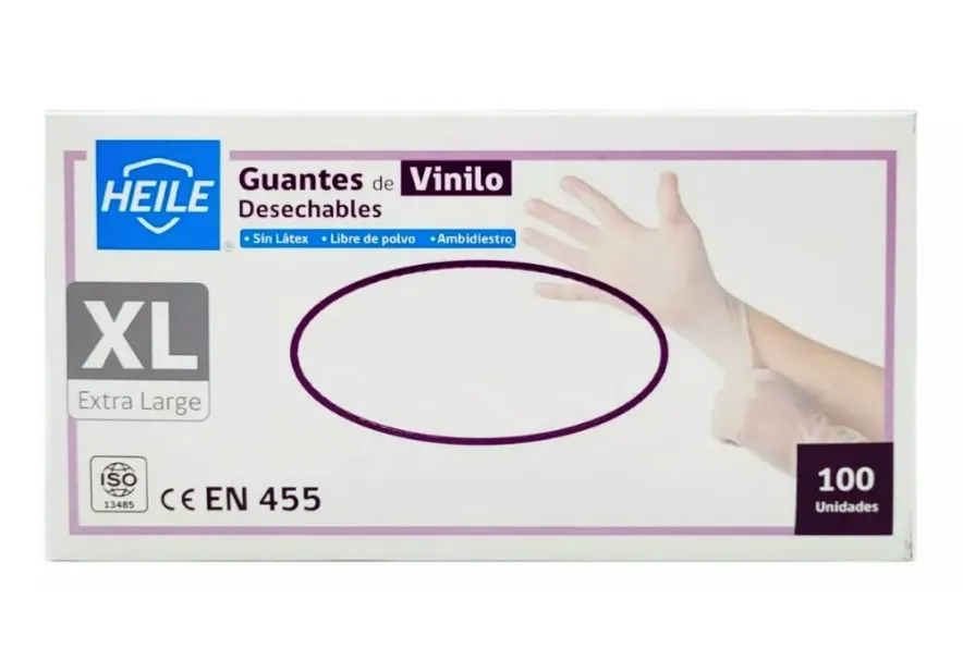[10010791] Guante Vinilo  Talla Xl Blanco 100 Un  Heile