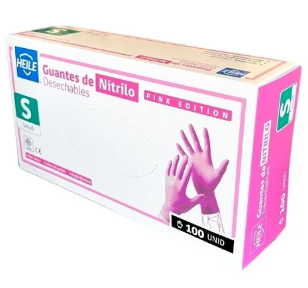 Guante Nitrilo Talla S rosado S/P 100 Un Heile