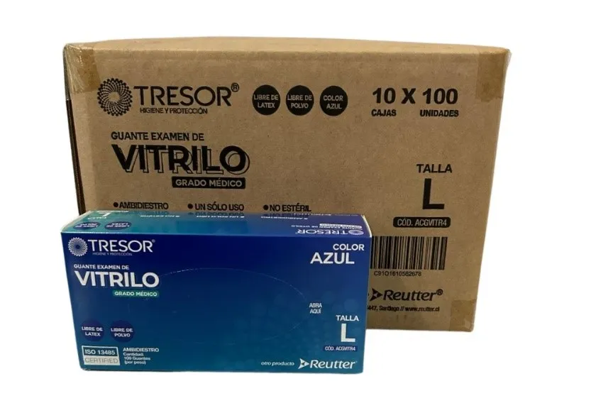 Guantes Tresor talla L vitrilo sin polvo 100 un/cj