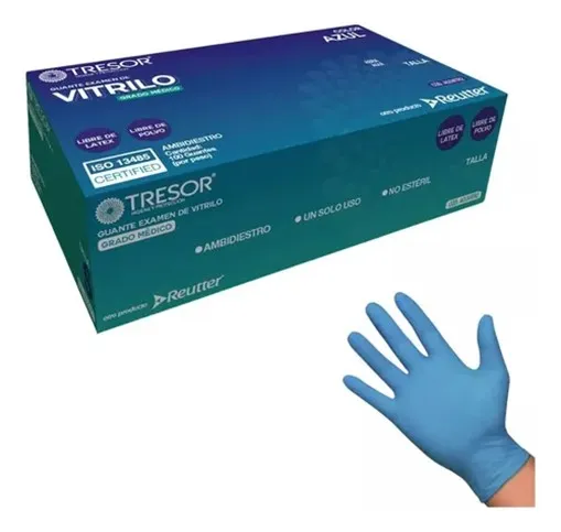 Guantes Tresor talla M vitrilo sin polvo 100un/cj