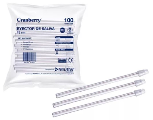 Eyector saliva 15 cm transparente, 100 un
