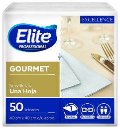 Servilleta Elite Excellence gourmet blanca 1hj- 40x40cm 50un/ paq
