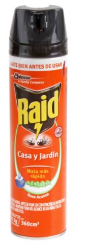Insecticida Casa Y Jardin Raid 360Cc