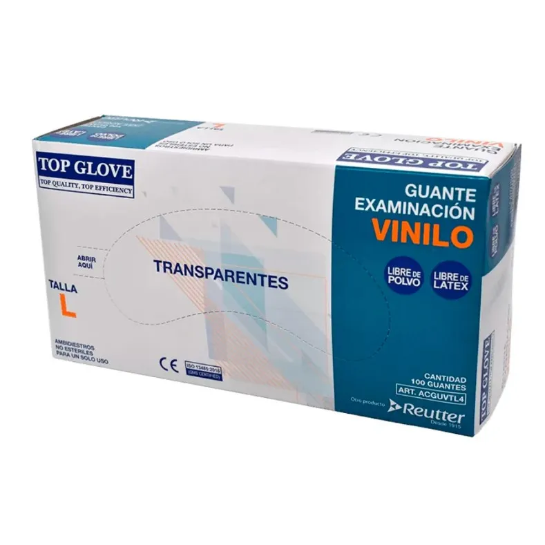 Guante Vinilo Talla L Top Glove C/P Bco Reutter