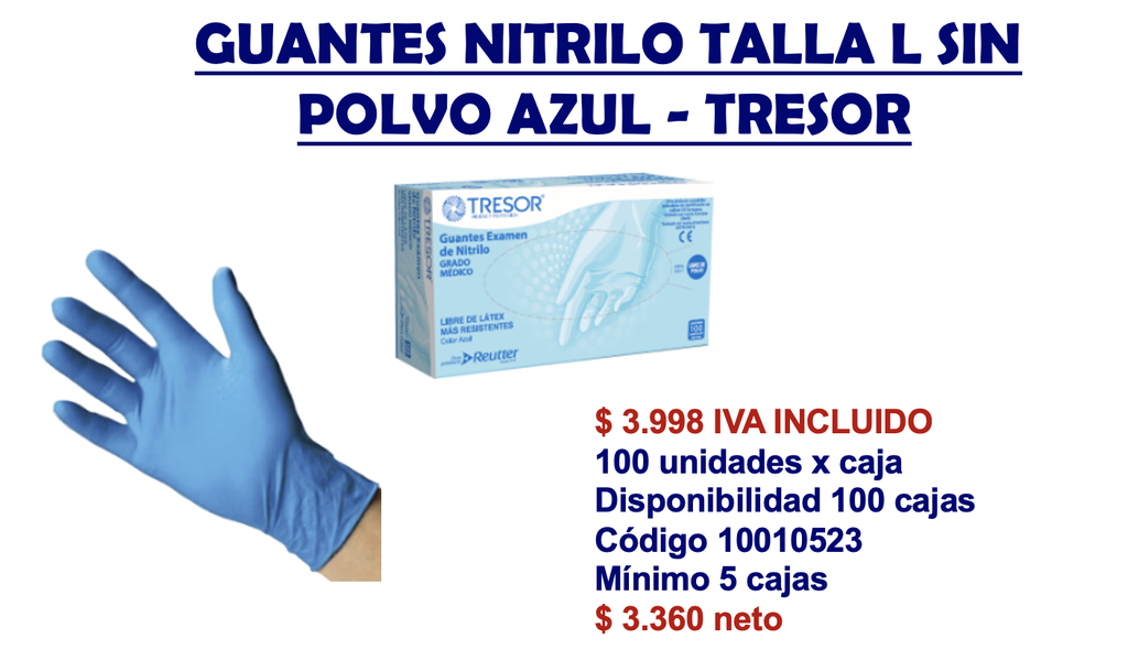 Guante Nitrilo Talla S Tresor S/P Azul Reutter