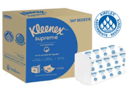 Toalla Interfoliada Kleenex Supreme 18 paq 150Hj doble