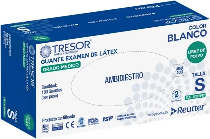 Guante Latex Tresor S - 100 Un, C/P
