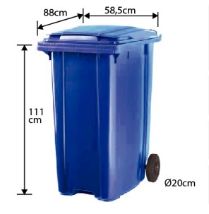 [10010812] Contenedor Basura 360 Lt C/Ruedas Aleman Azul