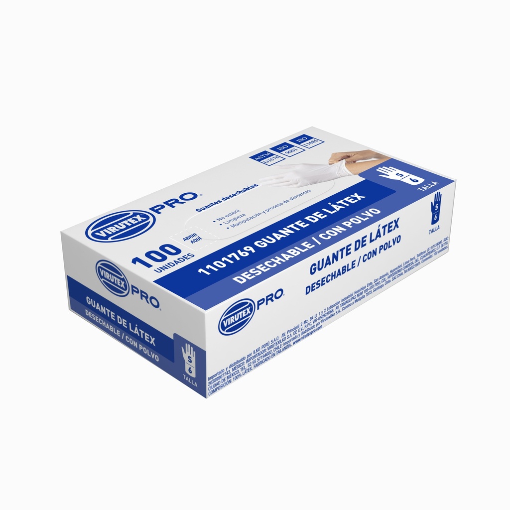 [10010173] Guante Latex Talla S Virutex C/P Natural 