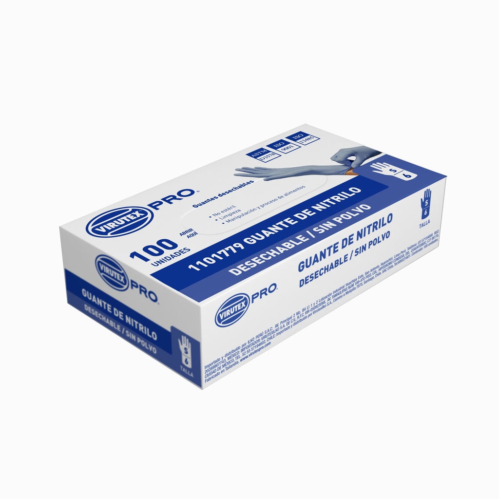 [10010178] Guante Nitrilo Talla S Virutex S/P Azul