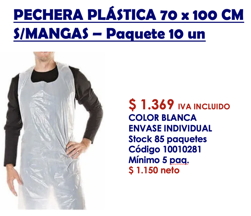 [10010281] Pechera Polietileno 70X100Cm