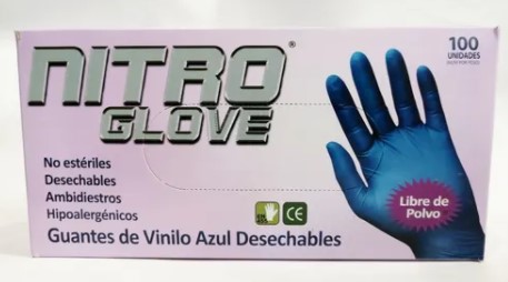[10010664] Guante Vinilo Talla M Nitroglove S/P Azul Dps